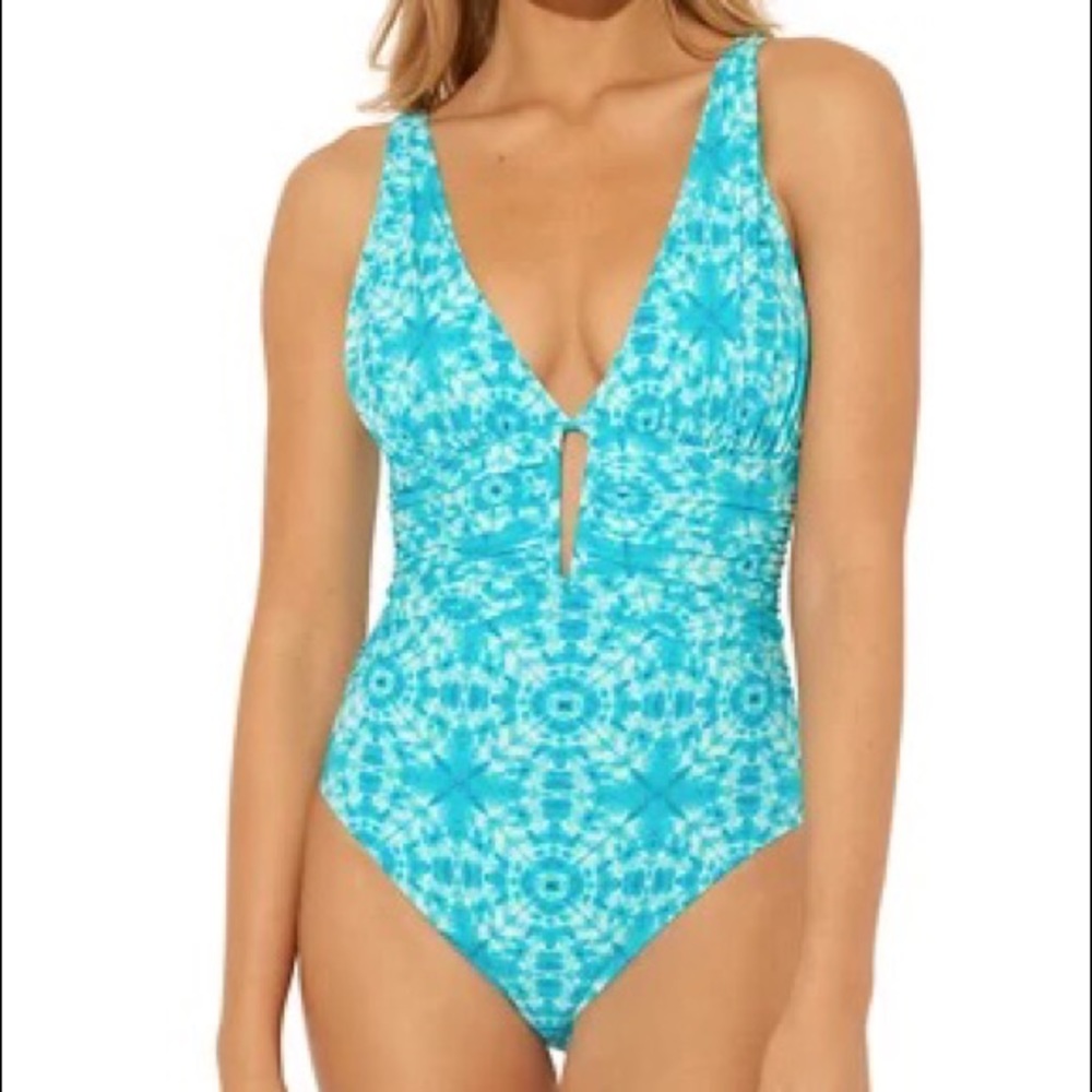 Blue Rod Beattie Laguna Teal Make Waves One Piece Swimsuit